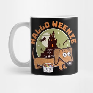 Cute Doxie Dog trick or treating on Hallo weenie Dachshund Halloween Mug